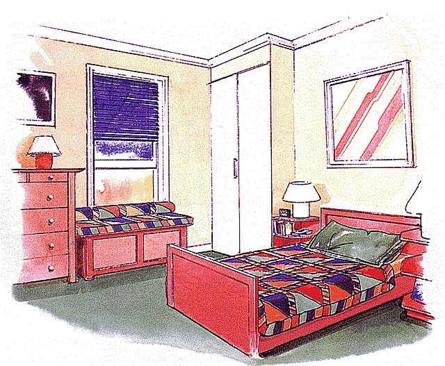  Пример эскиза дизайна спальни.