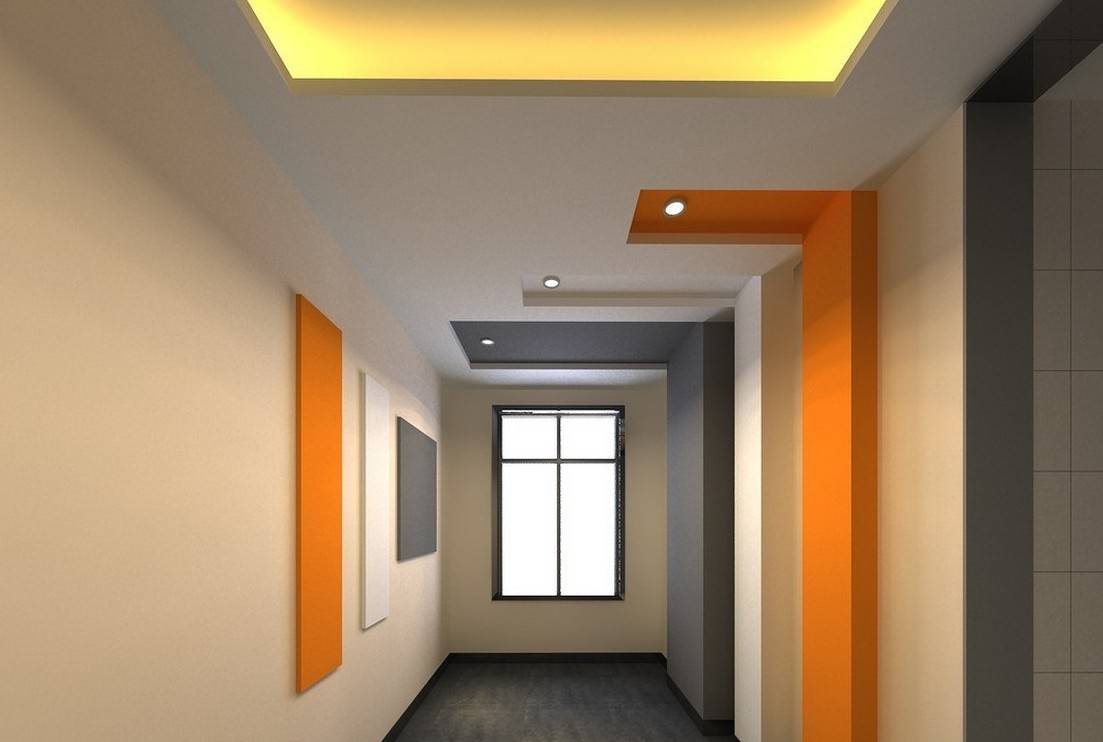 Подвесной потолок из гипсокартона в коридоре