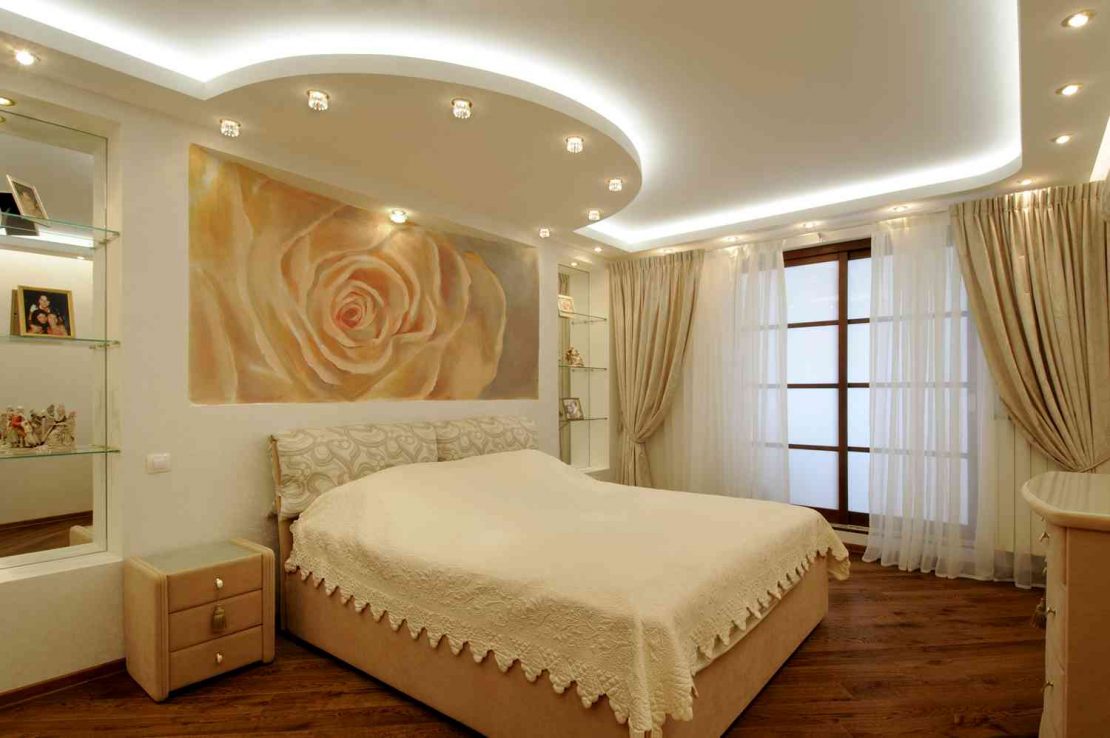 Потолок из гипсокартона для спальни